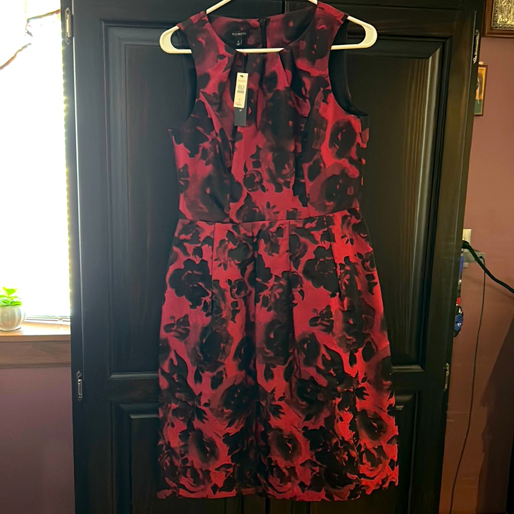 Talbots Red And Black Floral Dress